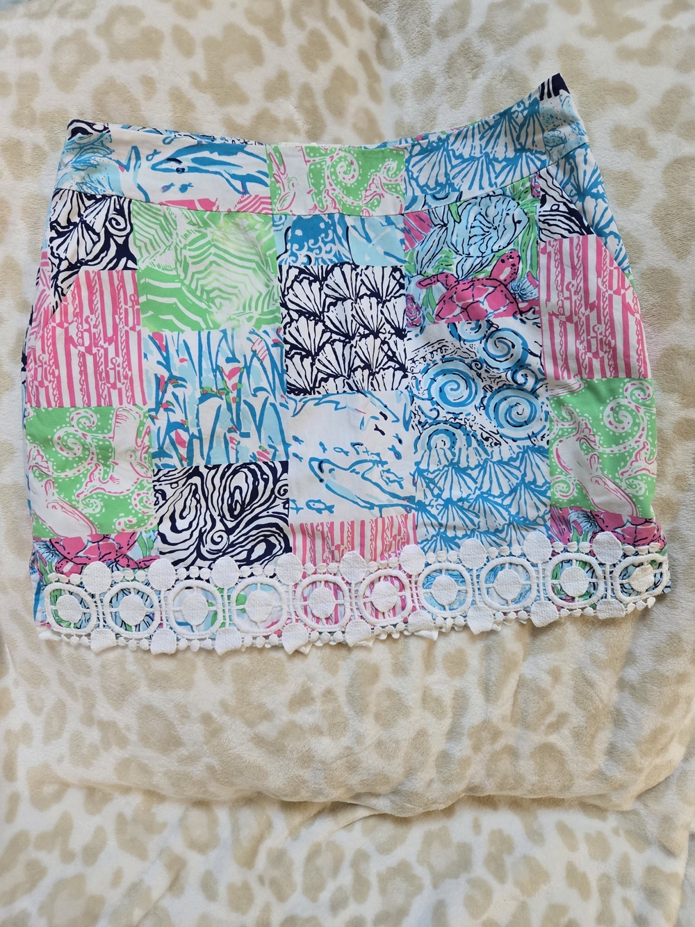 Lilly Pulitzer Blue, Pink and Teal Abstract Print Skirt